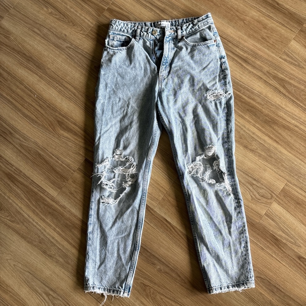 Zara Blue Boyfriend Jeans Vintage Distressed